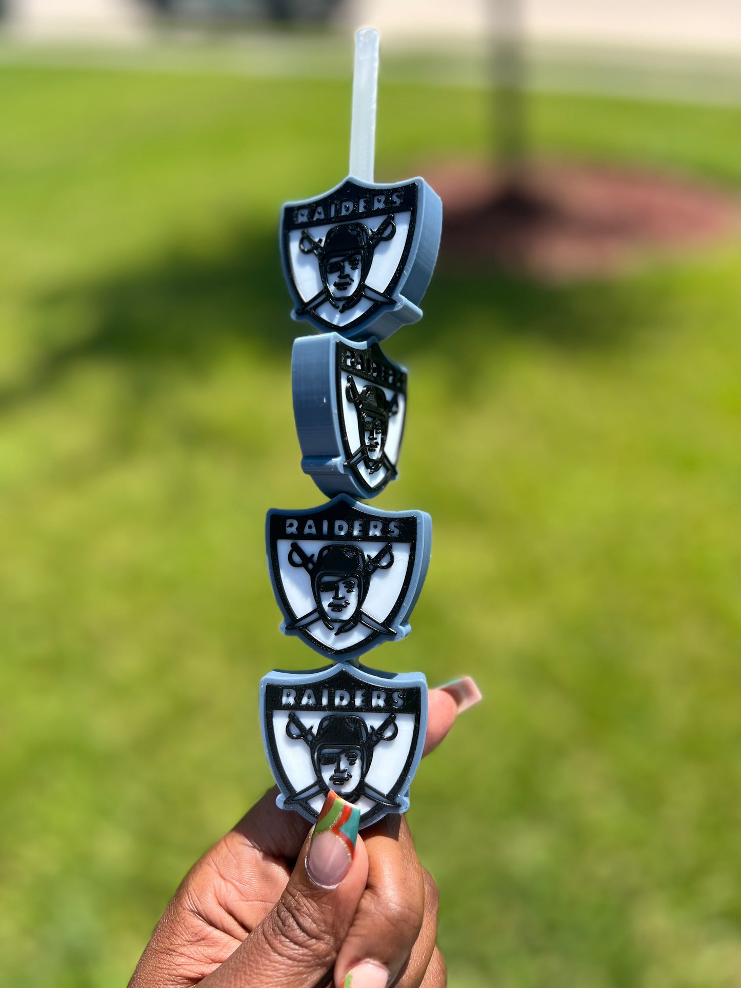 Black Grey Football Team Straw Buddy