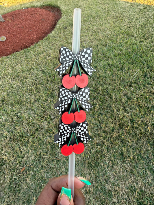 Checkered Cherry Straw Buddy
