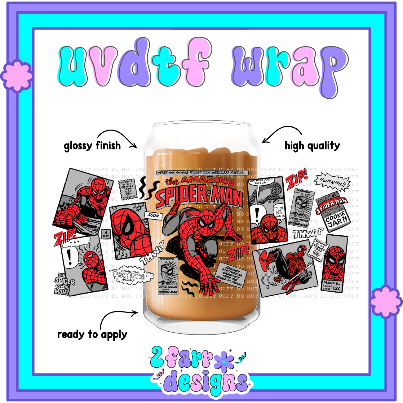 16oz- Spider Comic UVDTF Wrap