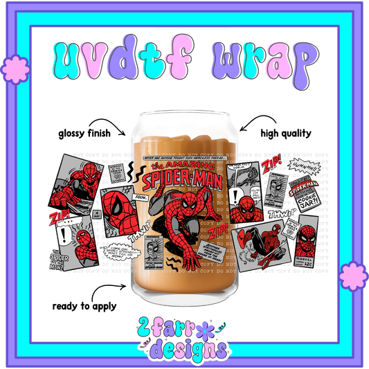 16oz- Spider Comic UVDTF Wrap