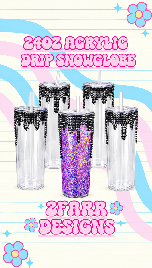 24oz Drip Acrylic Snowglobe