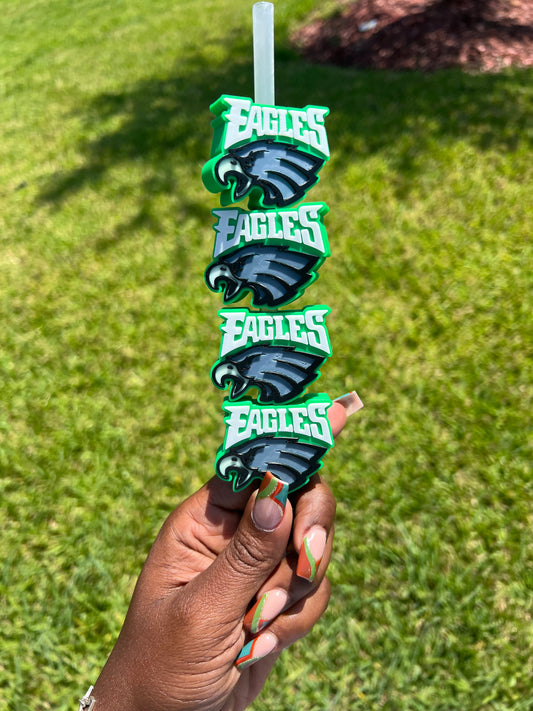 Green Football Team Straw Buddy