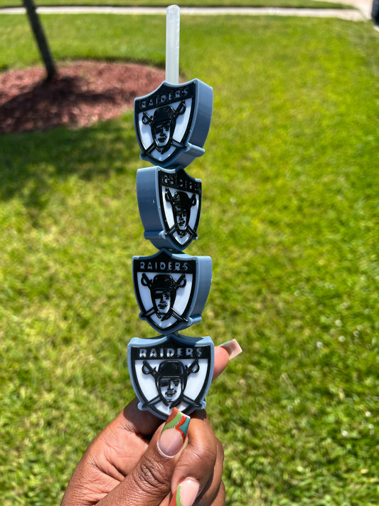 Black Grey Football Team Straw Buddy